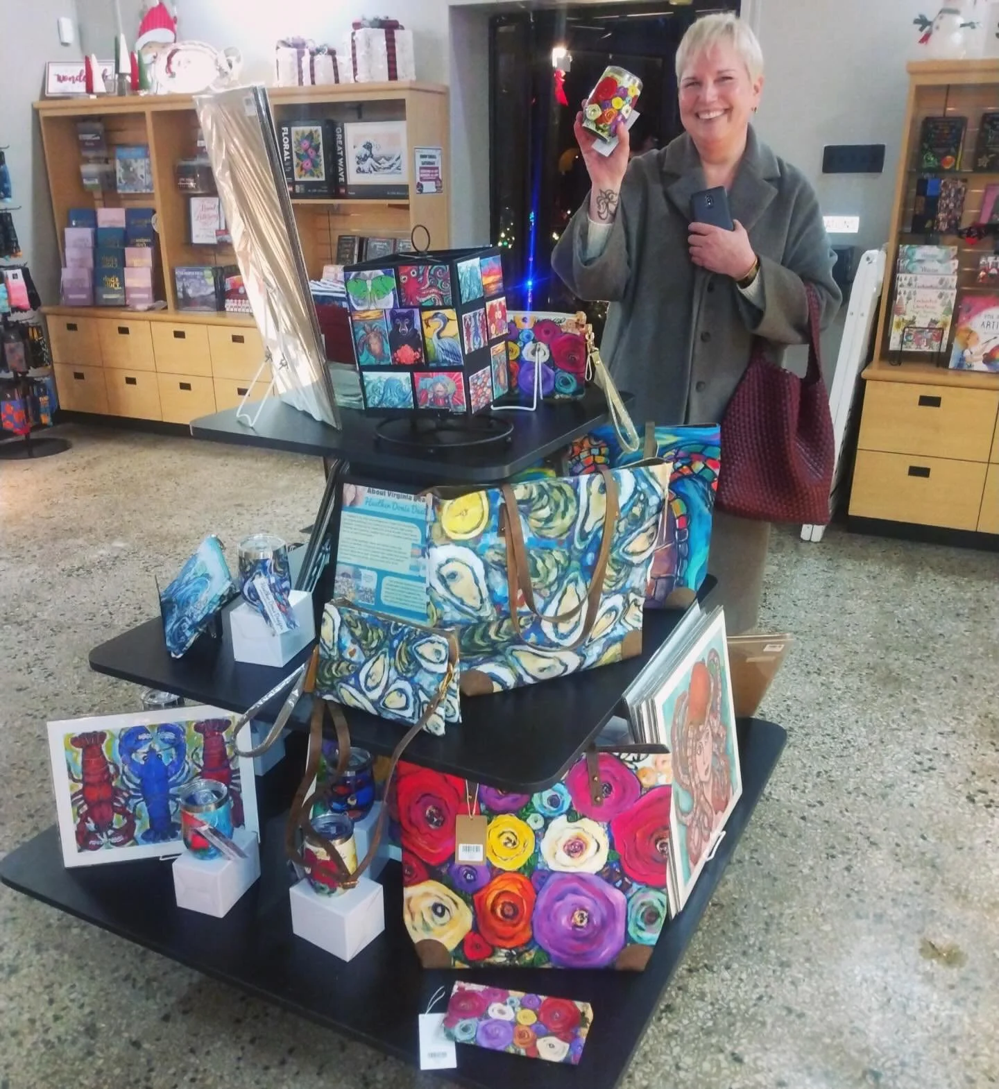 I hope everyone&rsquo;s New Year is off to a great start! ✨ I was so excited to receive this photo over the holidays of a friend in front of my display at @portsmouthartandculturalcenter&mdash;which I&rsquo;m proud to share is now a partner where you