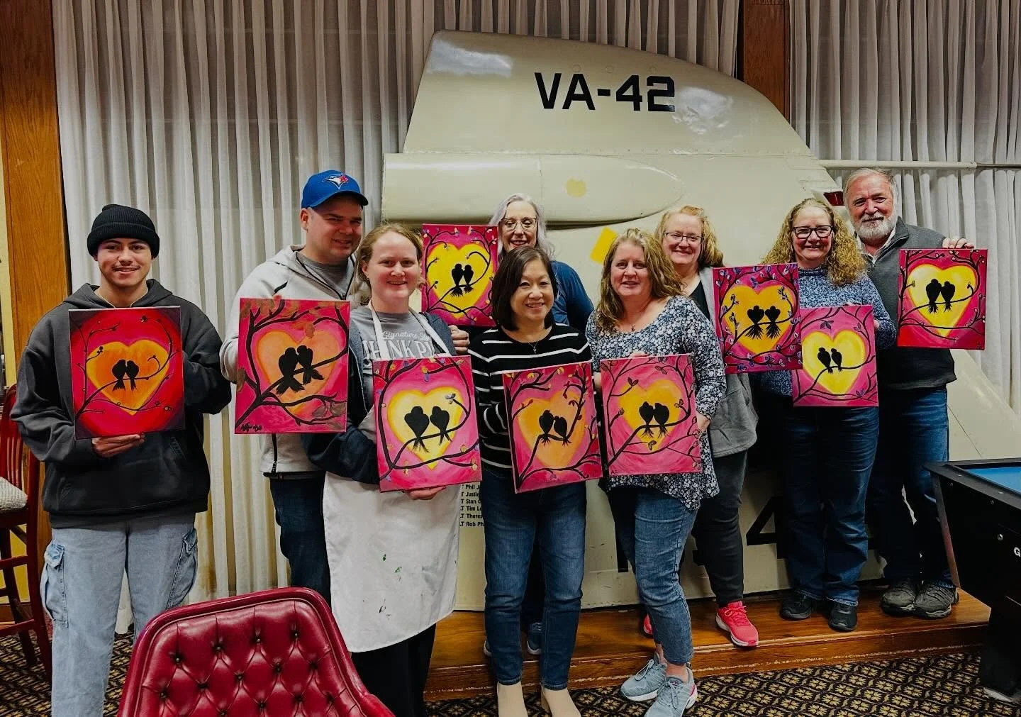 We kicked off paint night at @nasoceana Officers Club with the Lovebirds painting! Military and affiliated folks, don&rsquo;t miss out &ndash; free event via MWR, limited to 10. Next paint night is March 18th!