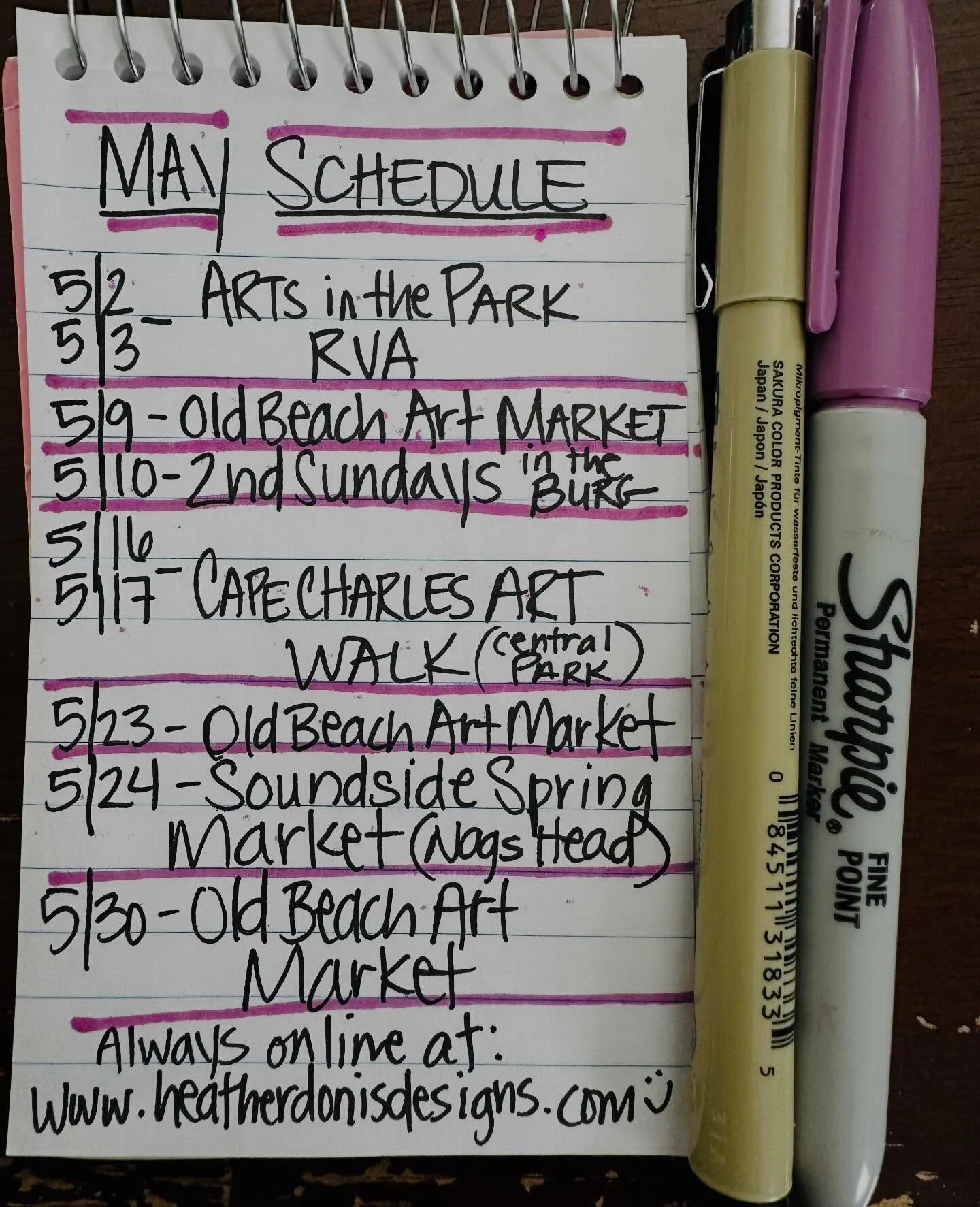 May schedule is here! 🌿✨

Starting this weekend in Richmond for @artsintheparkrva! Always such a great show and so happy to be a part of it. There&rsquo;s something really special about kicking off the month surrounded by so many talented artists an
