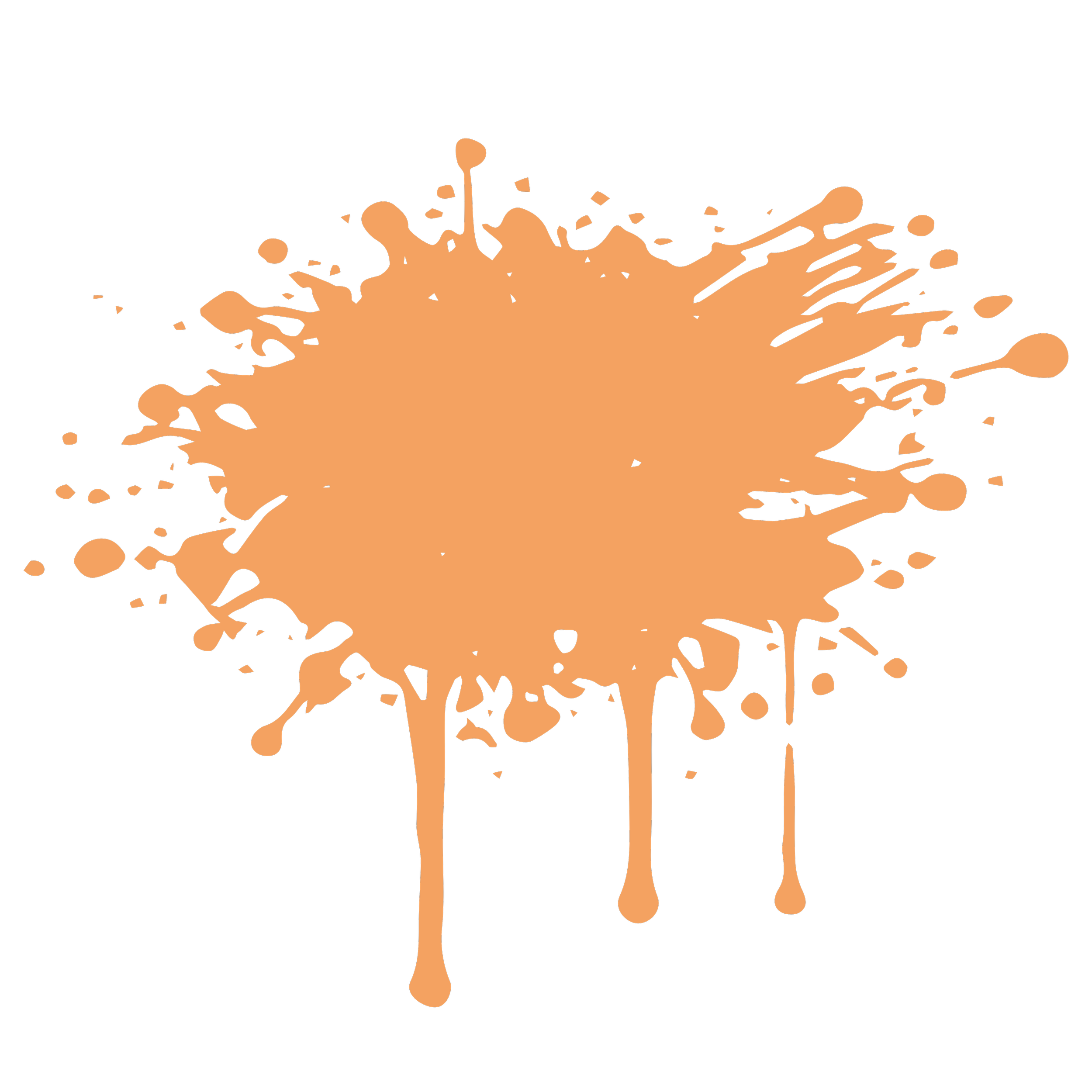 Orange paint splatter on a black background.