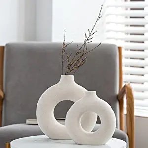 Modern White Round Vase Rustic Home Decor