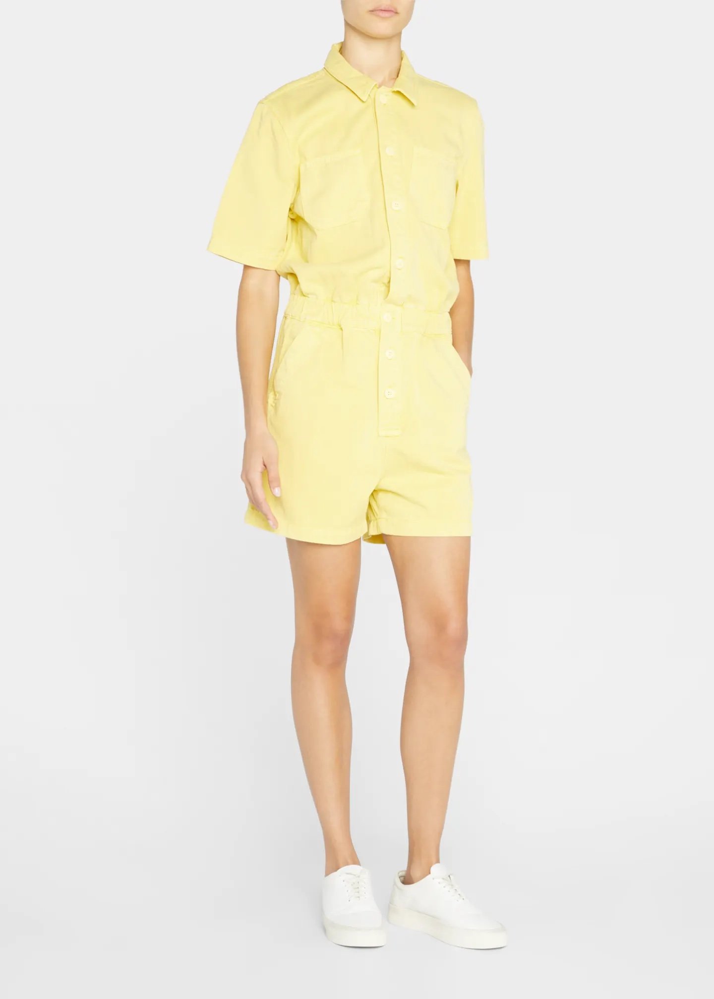 The Springy Short Button-Front Utility Romper