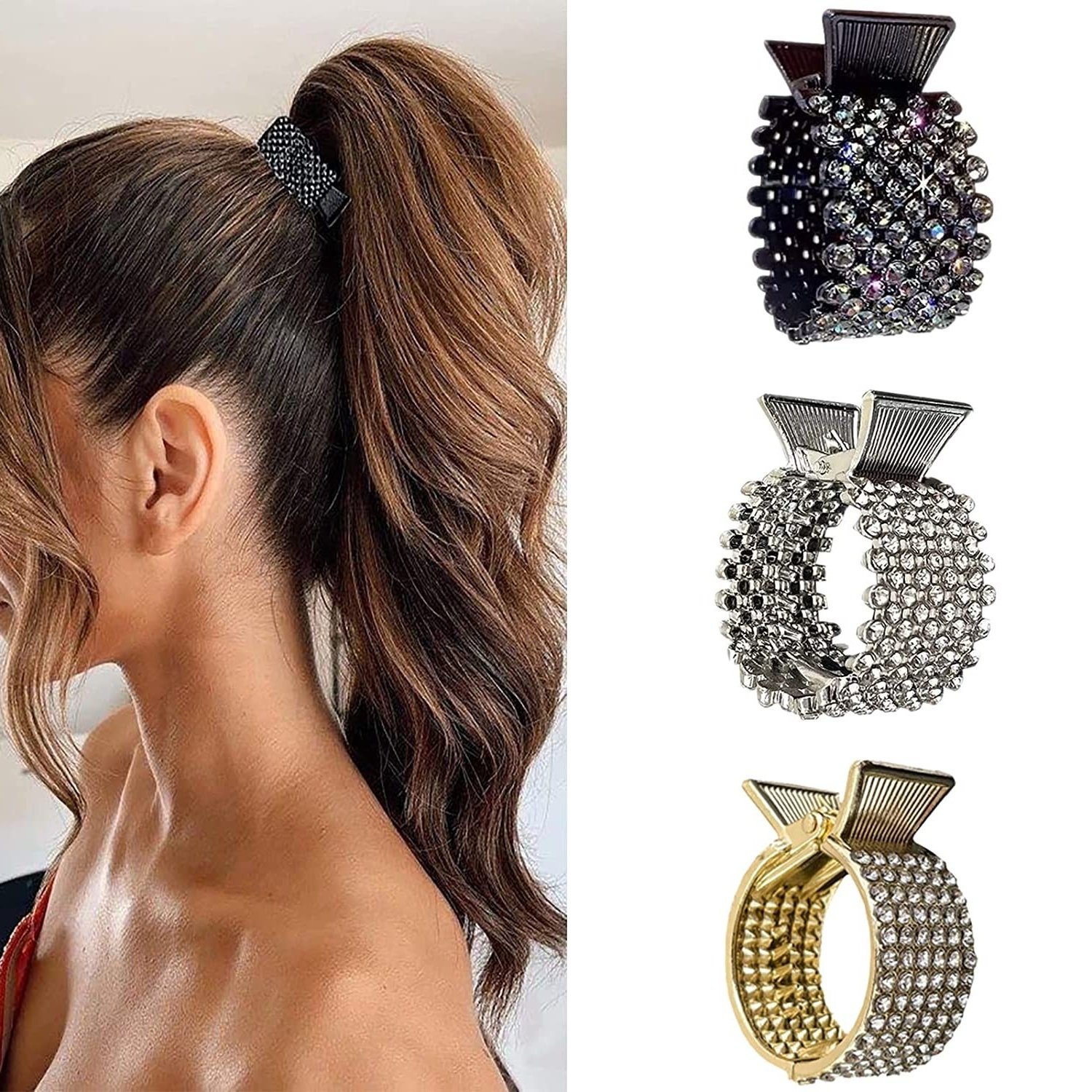  3 Pack Small Hair Clips for High Ponytail