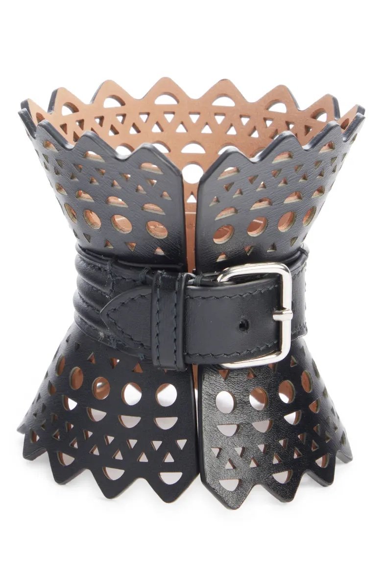 Leather Corset Cuff Bracelet ALAÏA