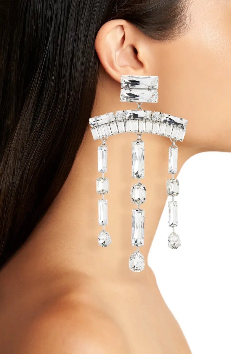 Baguette Crystal Chandelier Earrings AREA