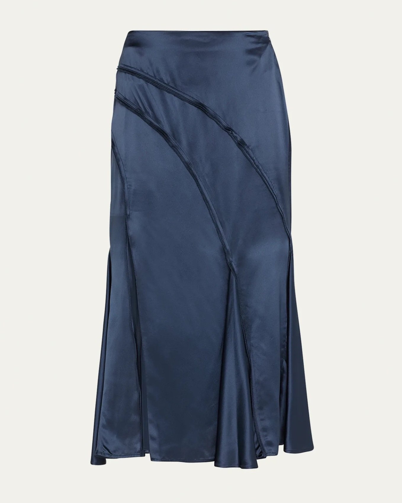 Dallas Asymmetric Satin Midi Skirt
