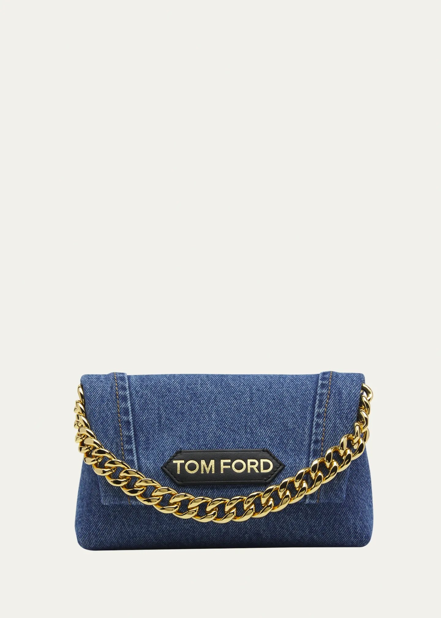 Label Mini Denim Chain Top-Handle Bag