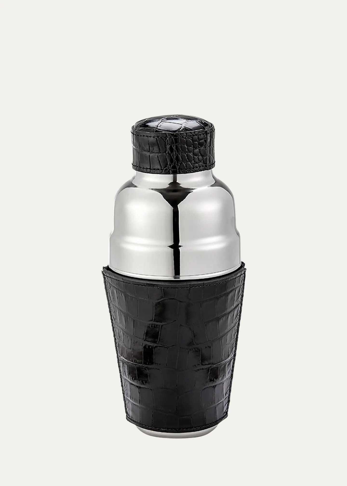 Croc-Embossed Leather &amp; Stainless Steel Cocktail Shaker