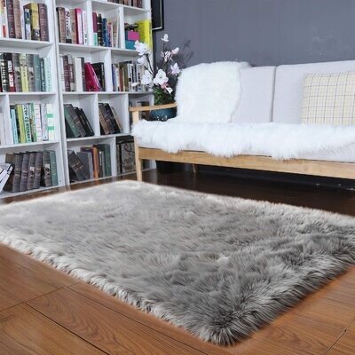 Handmade Faux Sheepskin Gray Rug