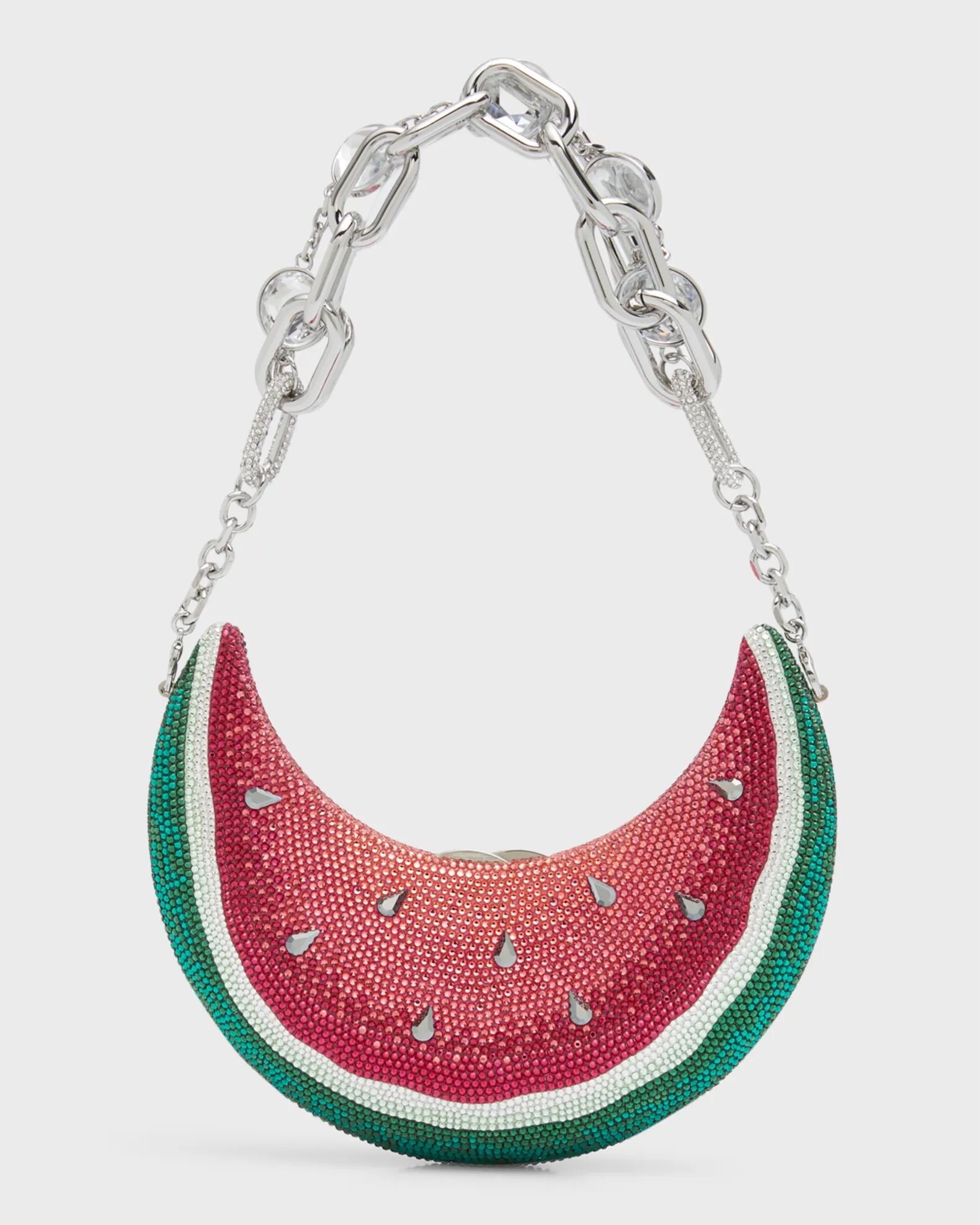 Crescent Watermelon Crystal Top-Handle Bag