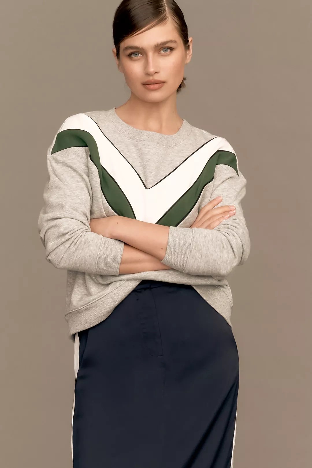 Maeve V-Striped Sweatshirt