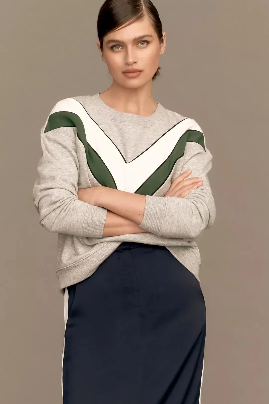 Maeve V-Striped Sweatshirt