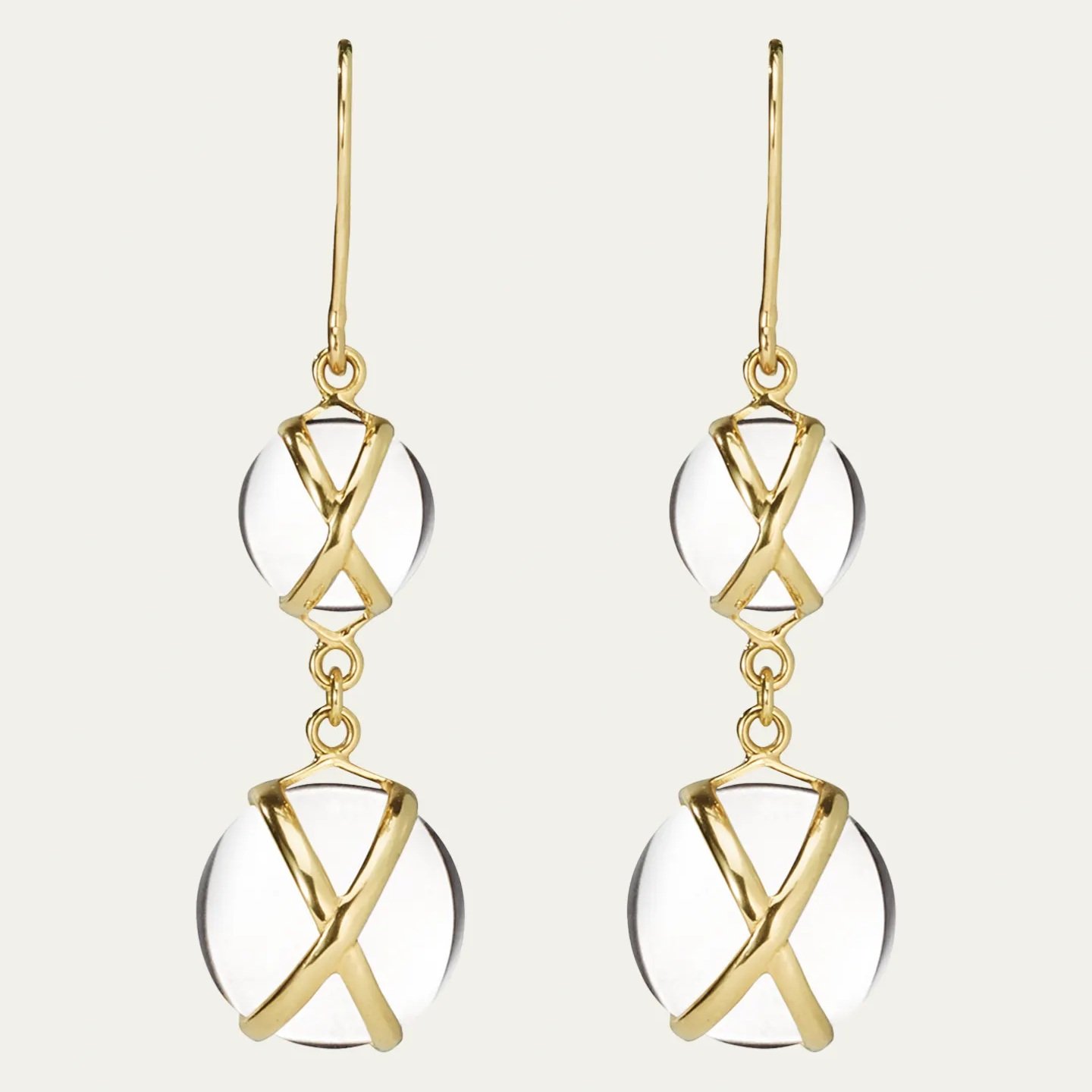 18k Gold Prisma Crystal Quartz Drop Earrings