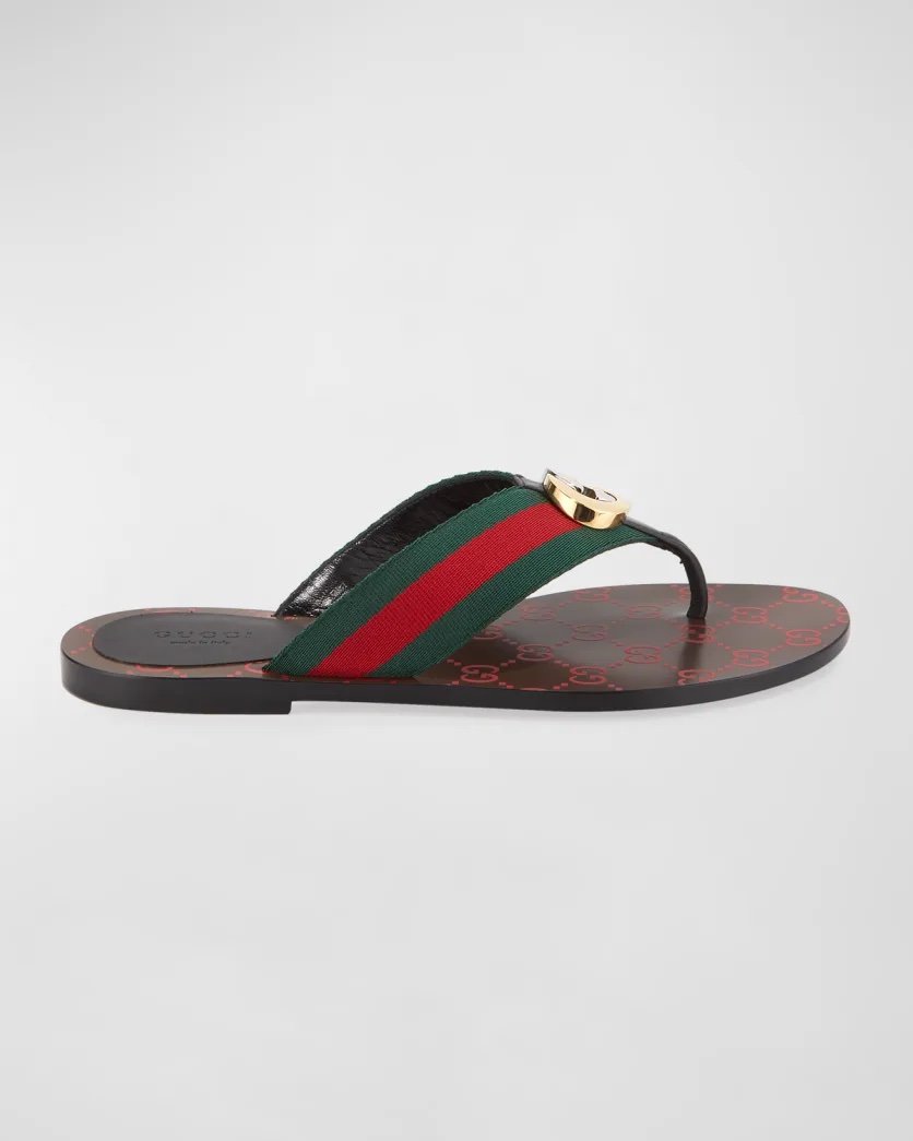 Gucci Kika Web Thong Sandals