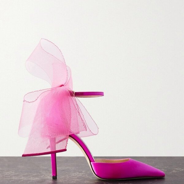 Averly 100 Bow-detailed Satin Pumps - Pink