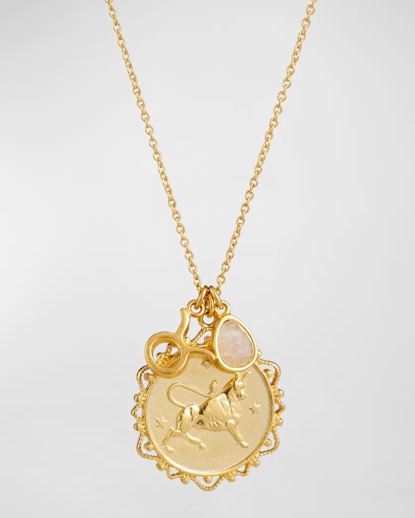 Zodiac Charm Necklace w/ Moonstone