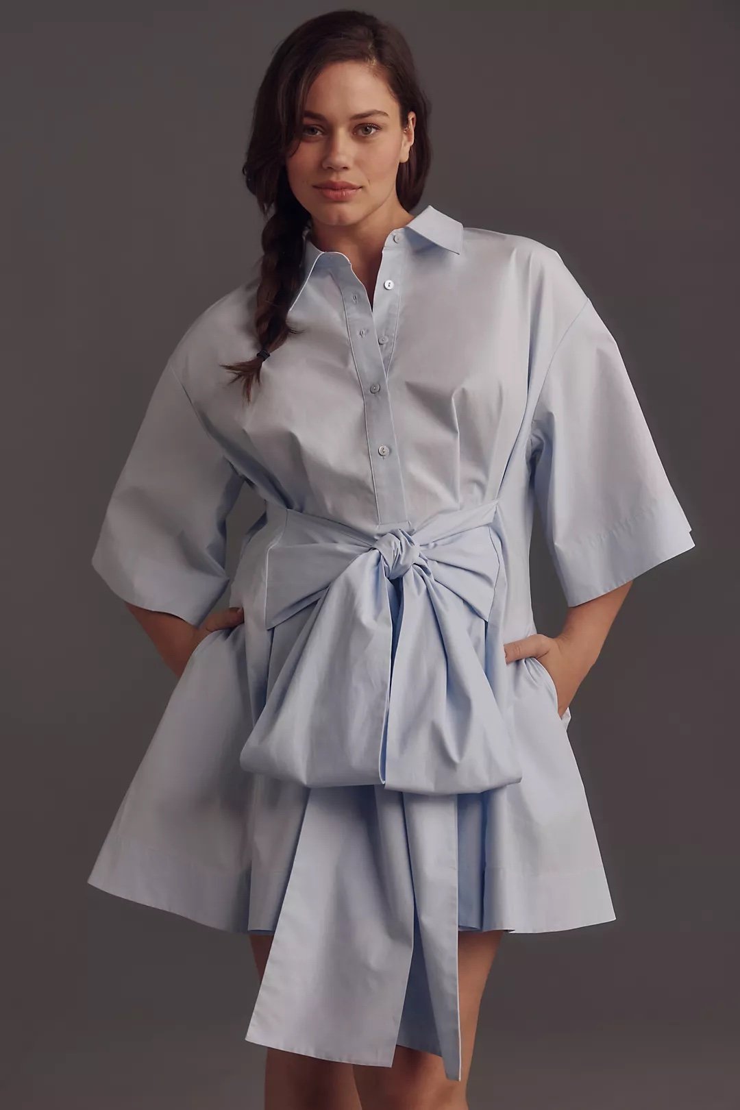 Mare Mare Short-Sleeve Wrap Mini Shirt Dress