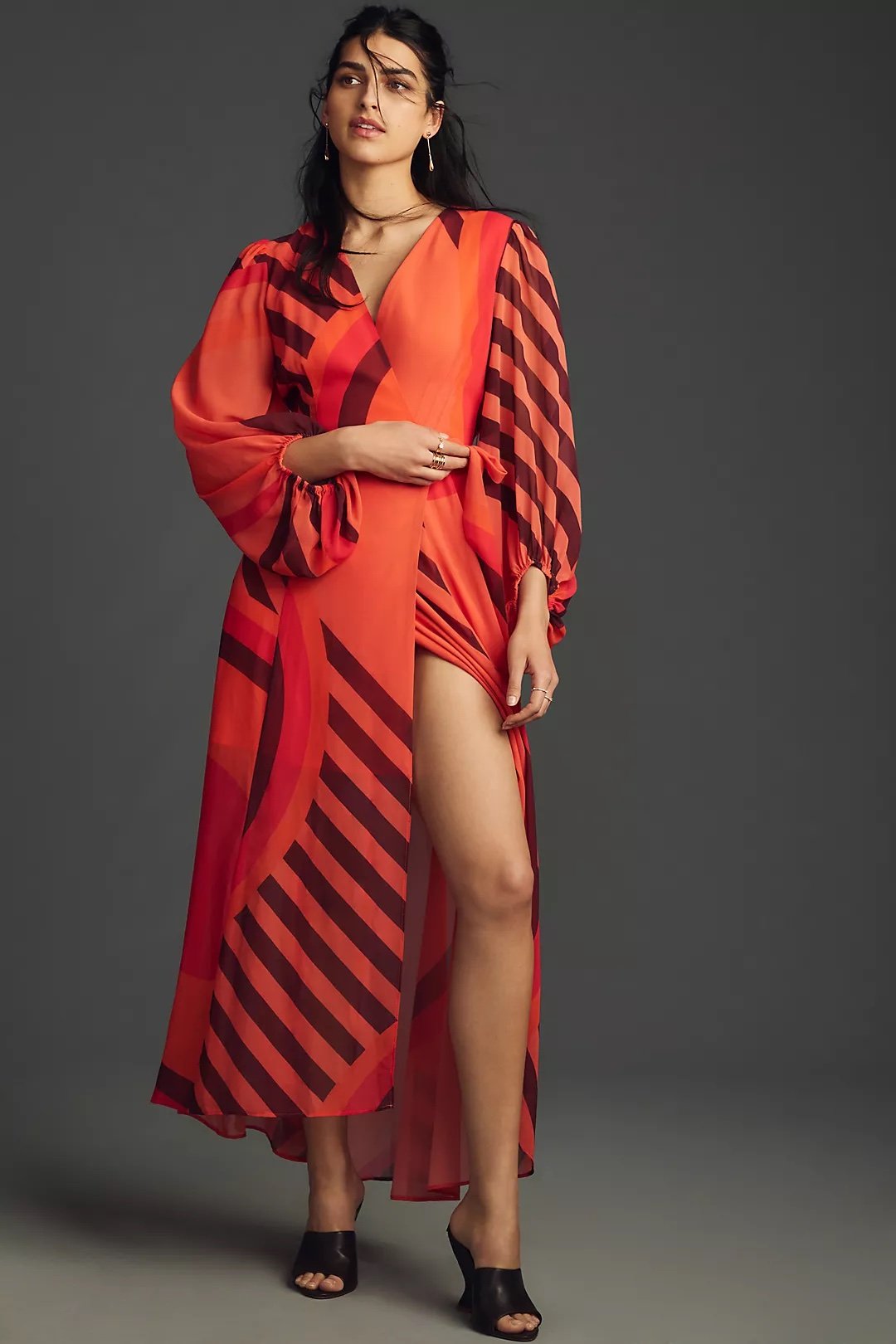 Hutch Lindie Long-Sleeve Wrap Midi Dress