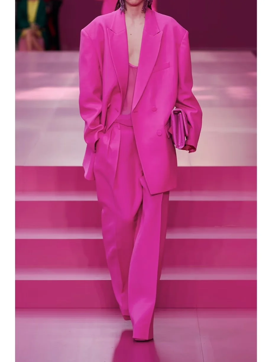 Oversized double-breasted wool and silk-blend crepe blazer