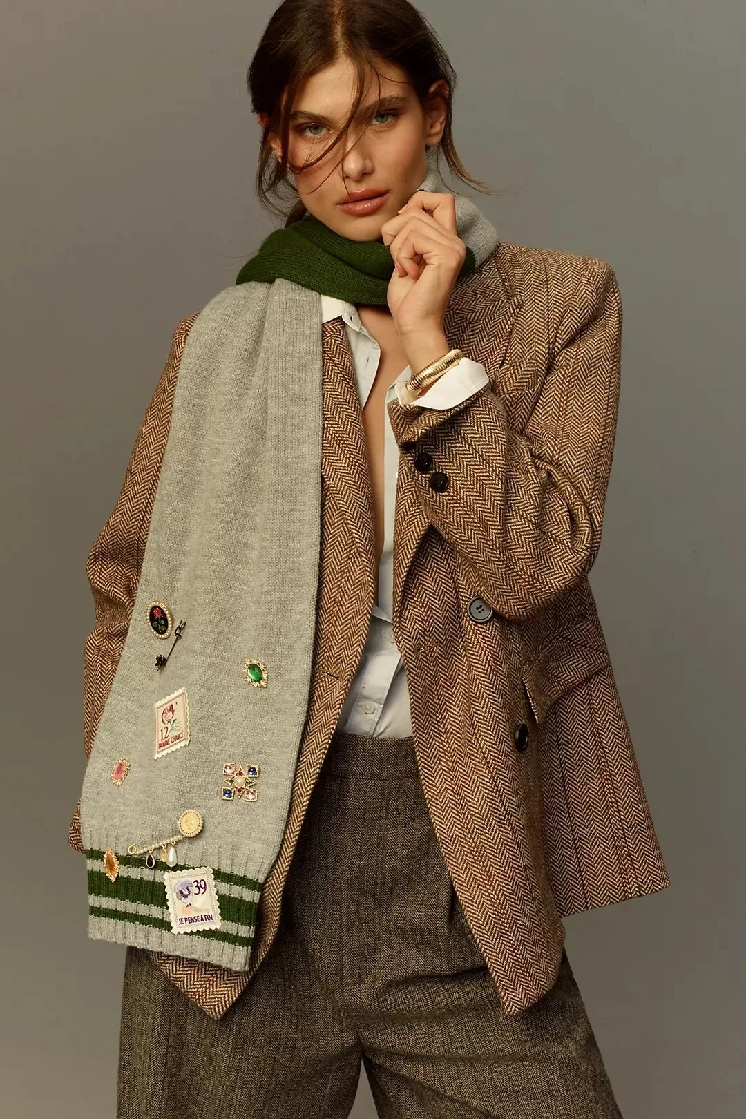 Varsity Patch Embroidered Scarf