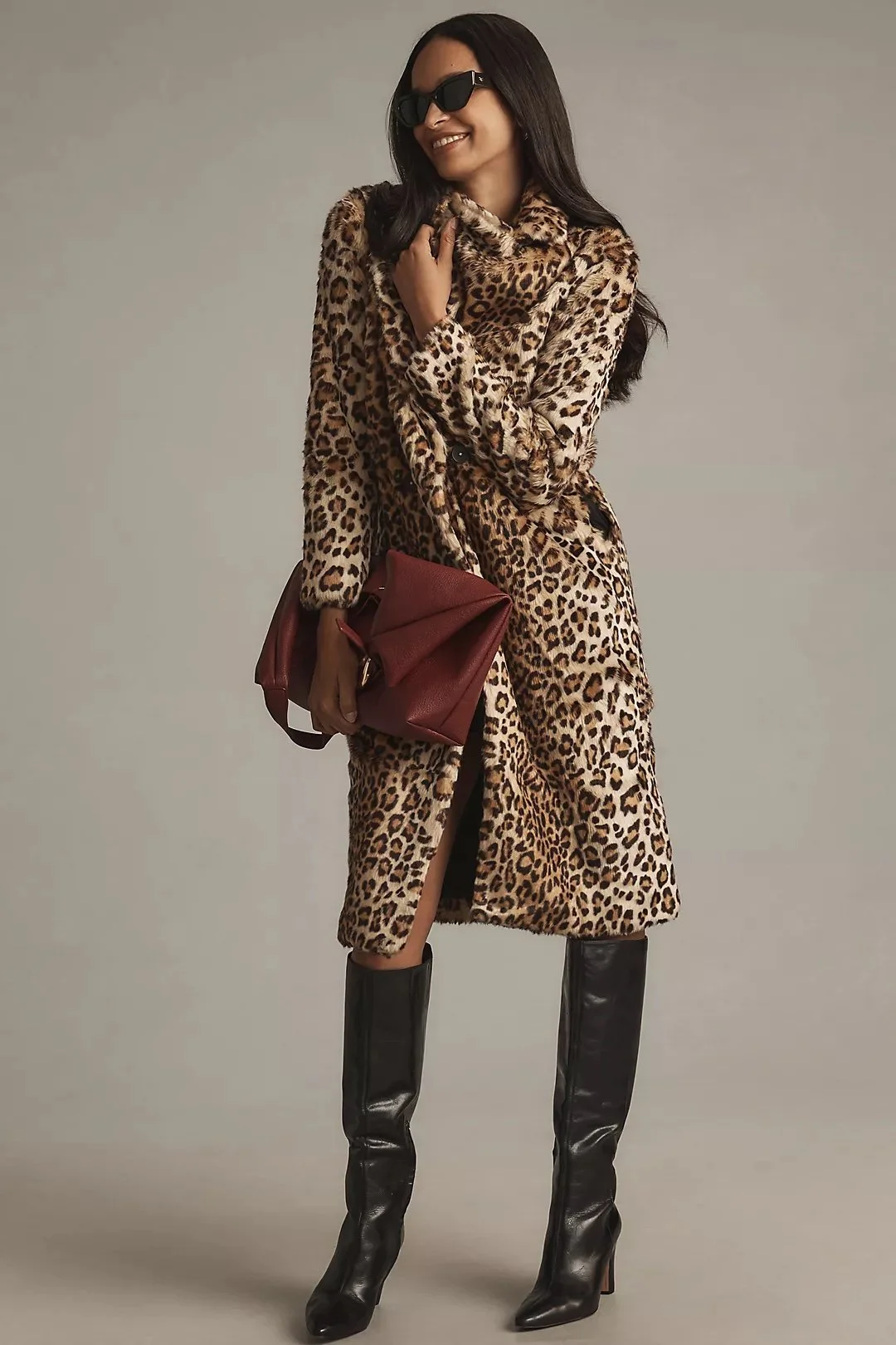 Leopard-Print Faux-Fur Coat
