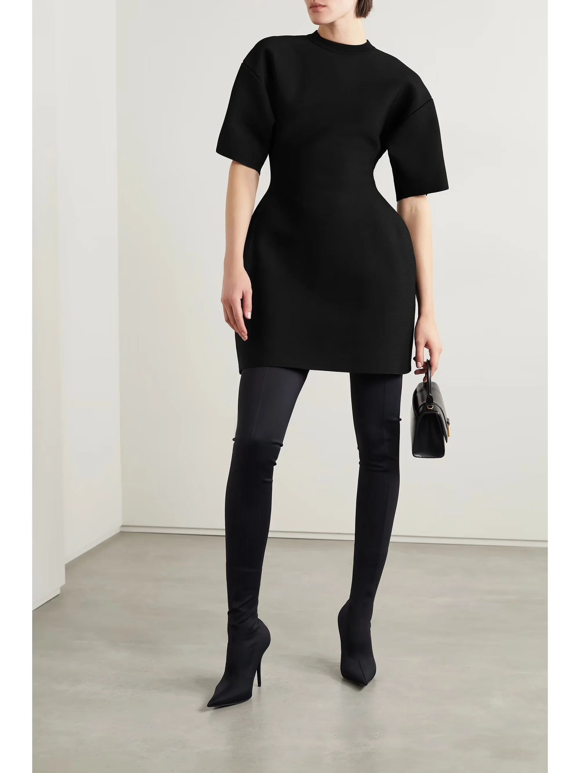 Balenciaga - Hourglass Stretch-ponte Mini Dress - Black