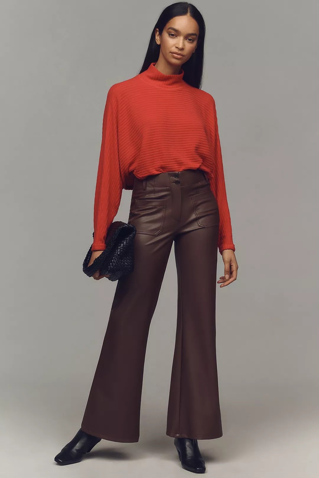 Pilcro Cozy Ribbed Turtleneck Batwing Pullover