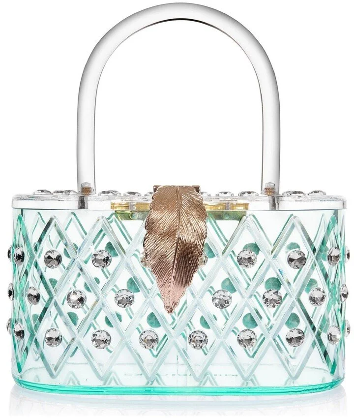 Milanblocks 1950 Retro Style "Spearmint Ice" Crystal Lucite Box Clutch Bag
