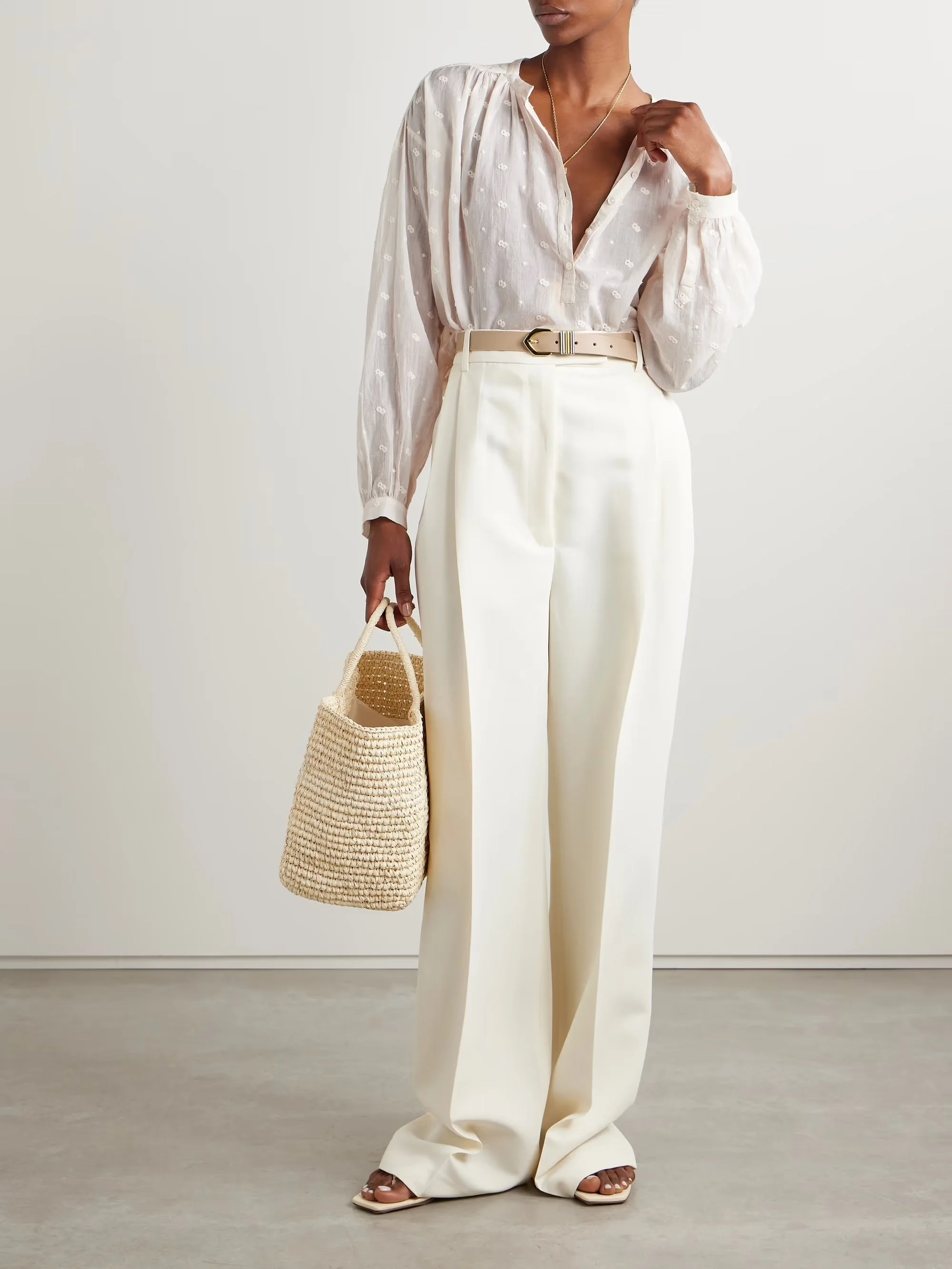 Neville embroidered cotton-voile blouse