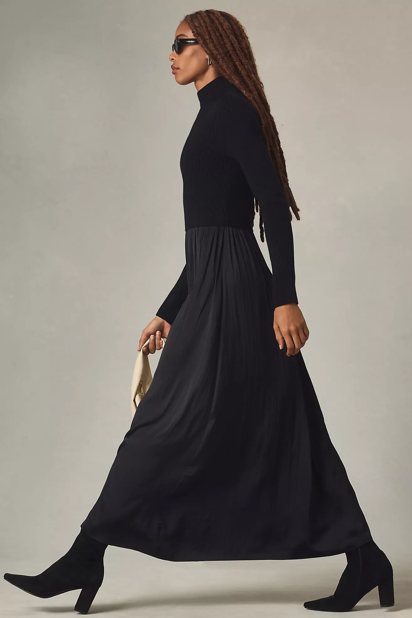 The Thea Long-Sleeve Twofer Maxi Dress