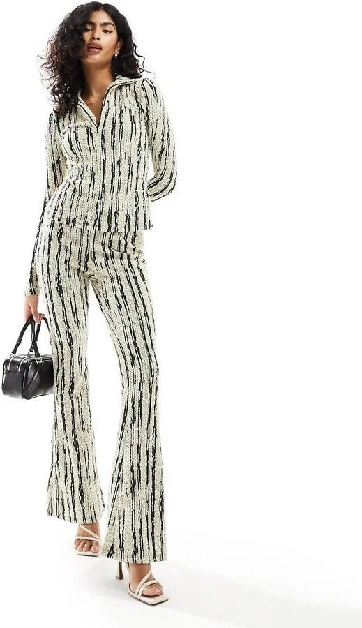 Vero Moda textured zip front top in monochrome - part of a set