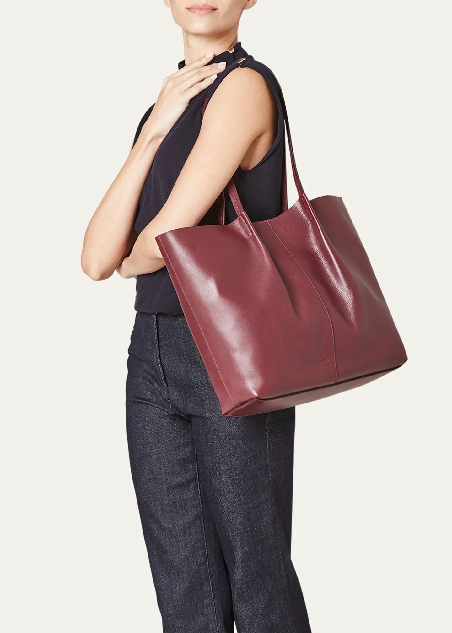 Nina Pleated Leather Tote Bag