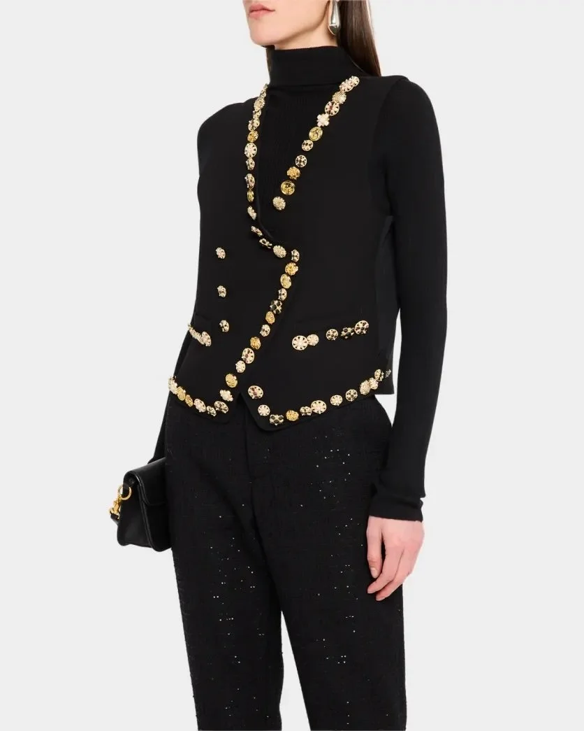 Novelty Button Luxe Double-Breasted Waistcoat
