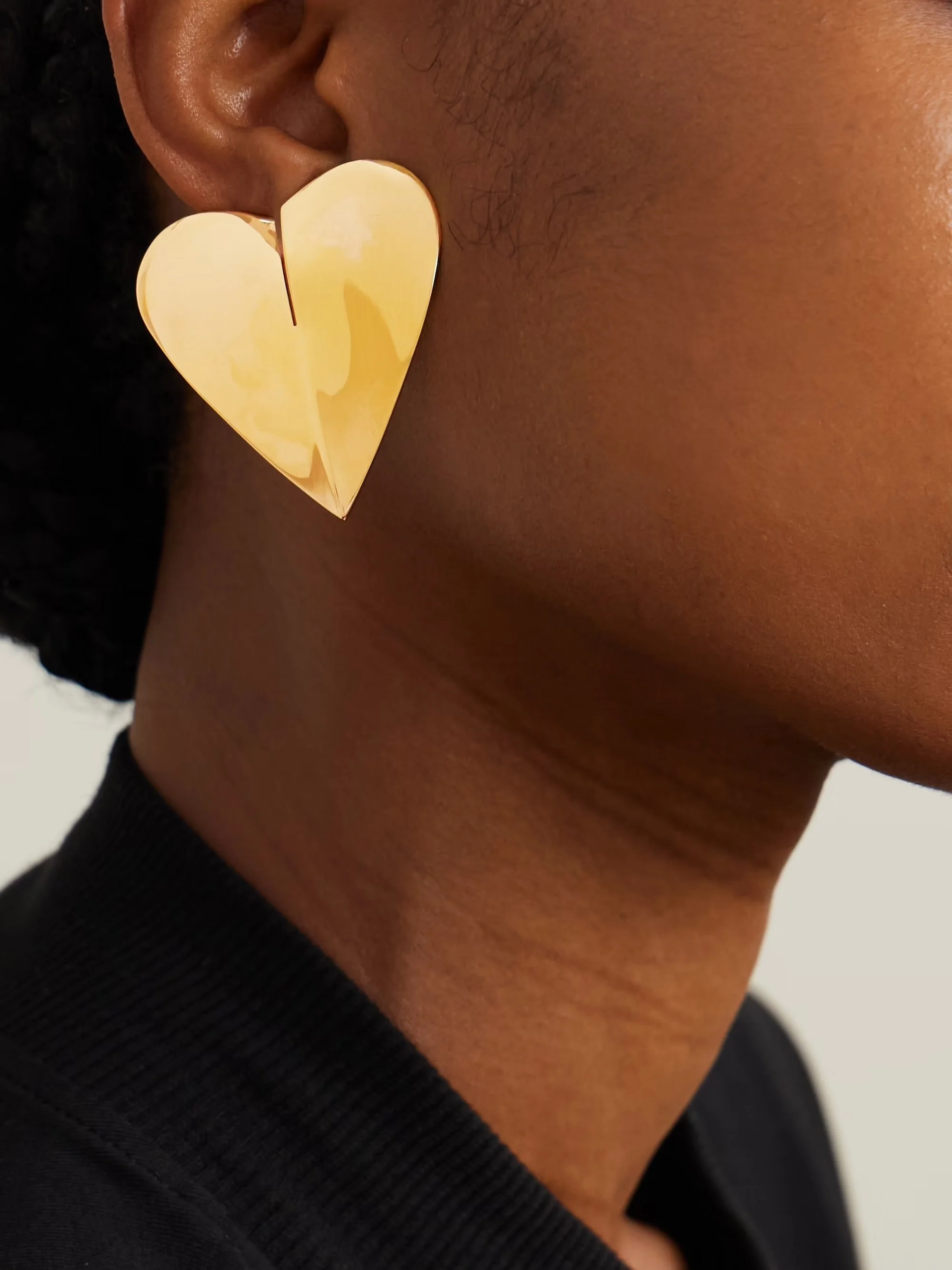 Torn Heart oversized gold-tone earrings