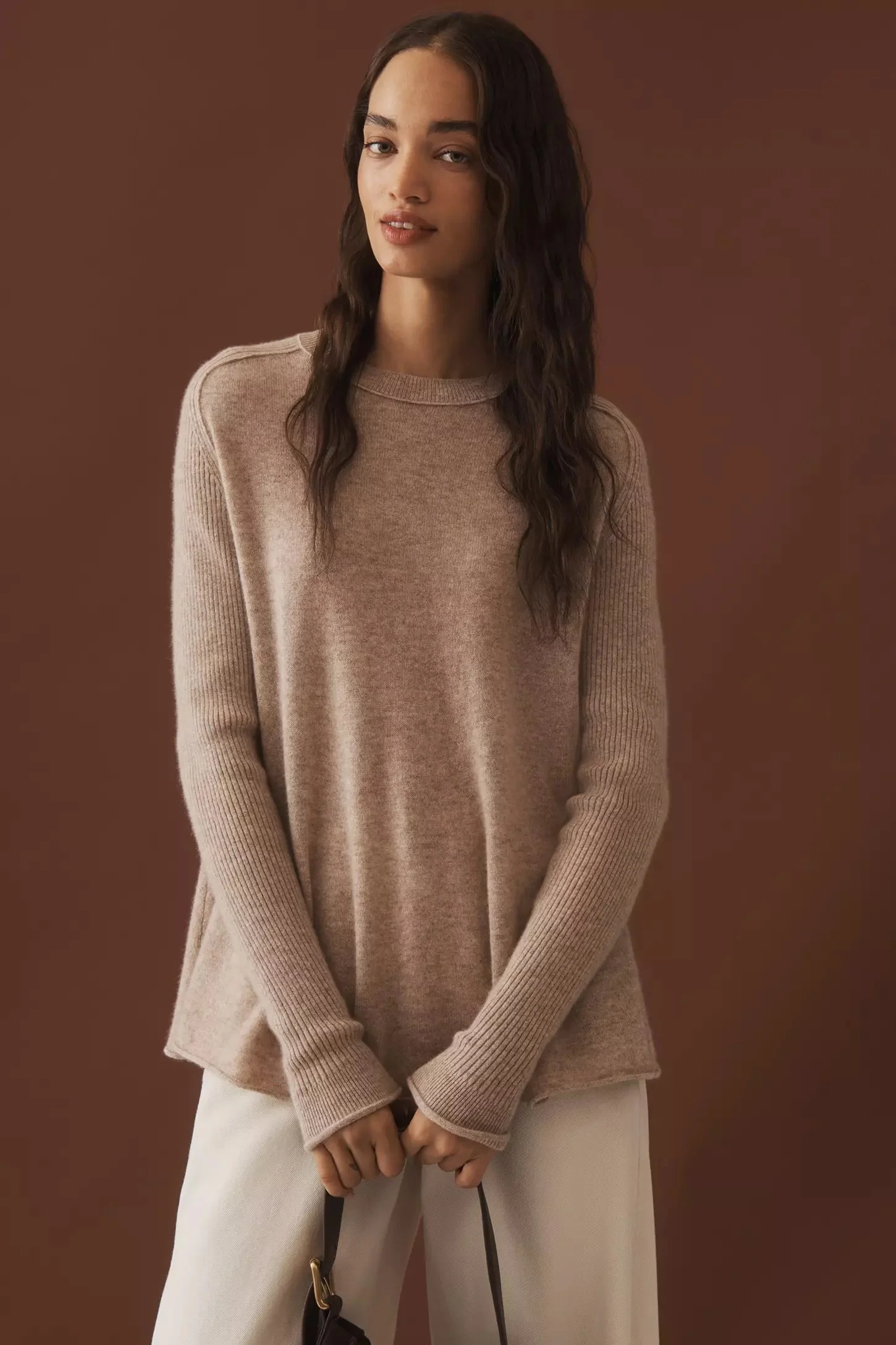 Maeve Crew-Neck Cashmere Swing Sweater