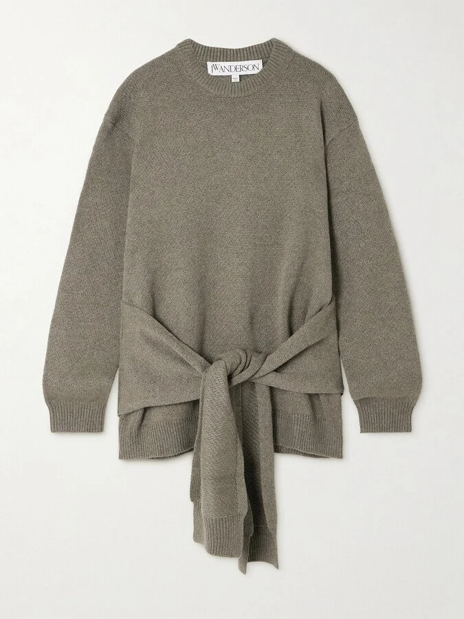 JW Anderson - Tie-detailed Knitted Sweater - Green