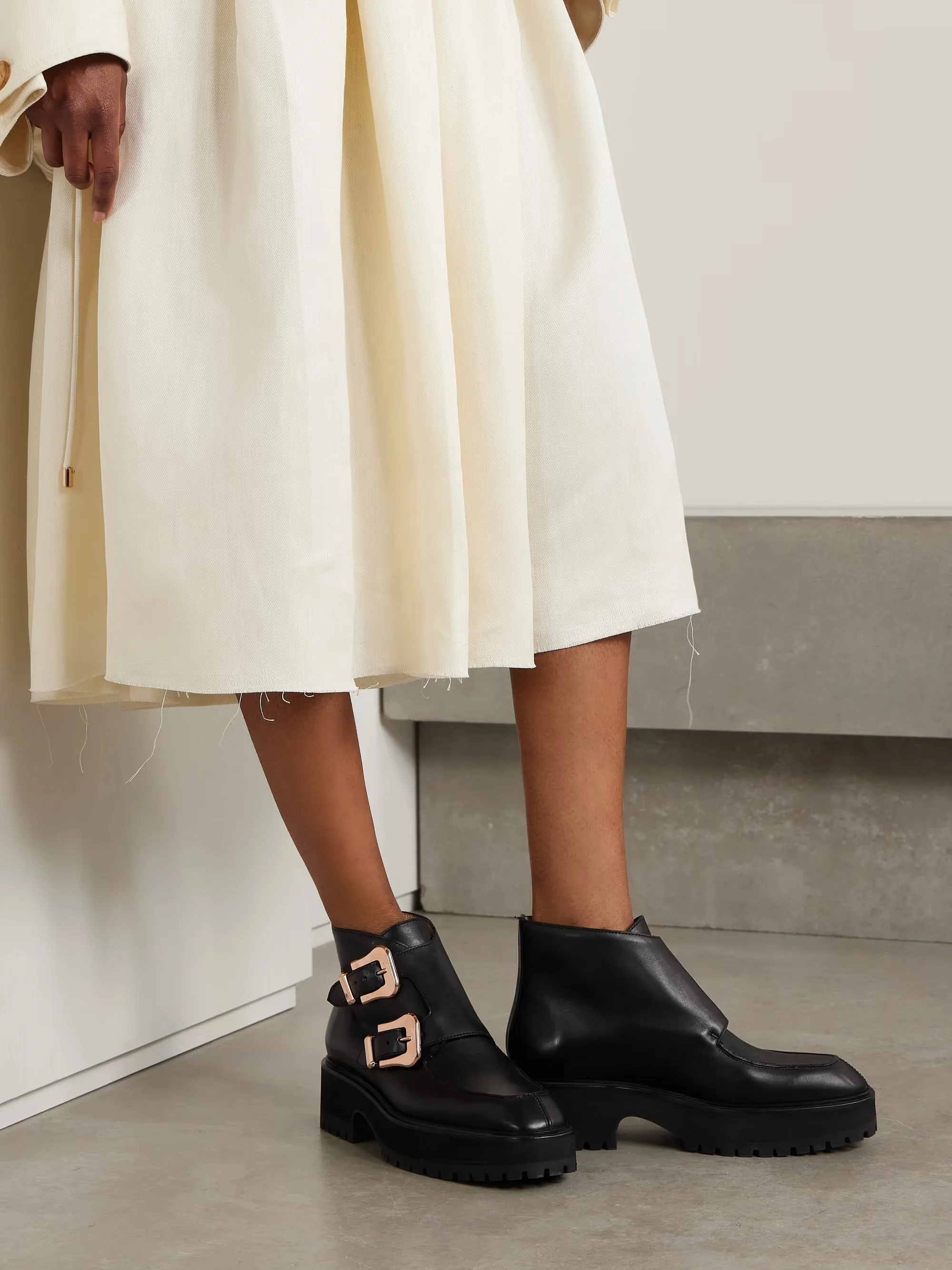 Apollo buckled leather ankle boots