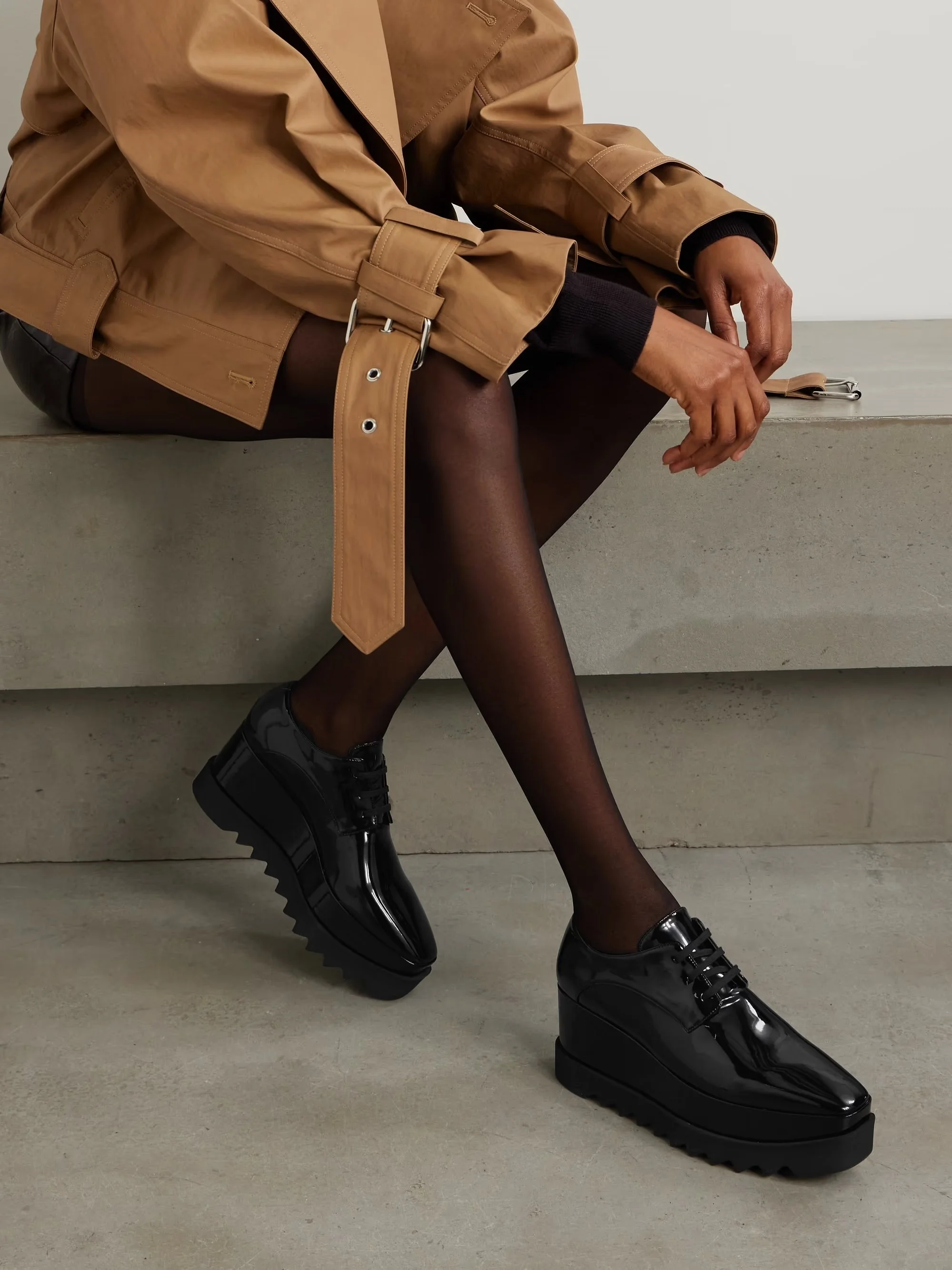 Elyse vegetarian patent-leather platform brogues