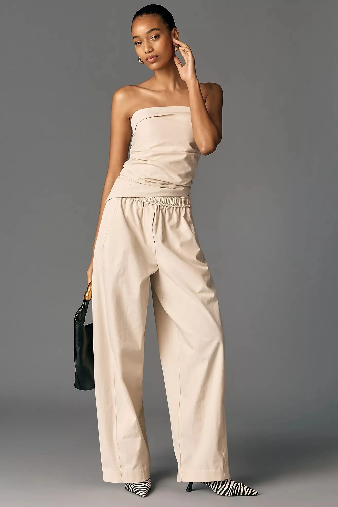 Maeve Sporty Poplin Pull-On Trousers
