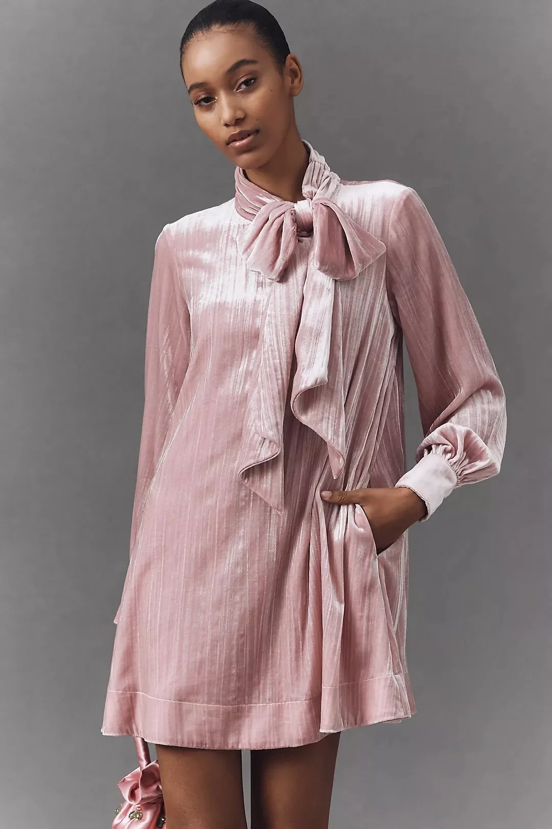 The Caroline Tie-Neck Mini Dress by Maeve