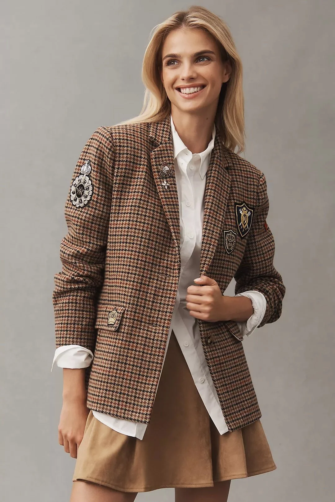 Patches Oversized Blazer Jacket