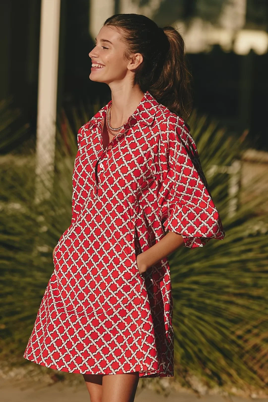 Chloe Long-Sleeve Mini Shirtdress