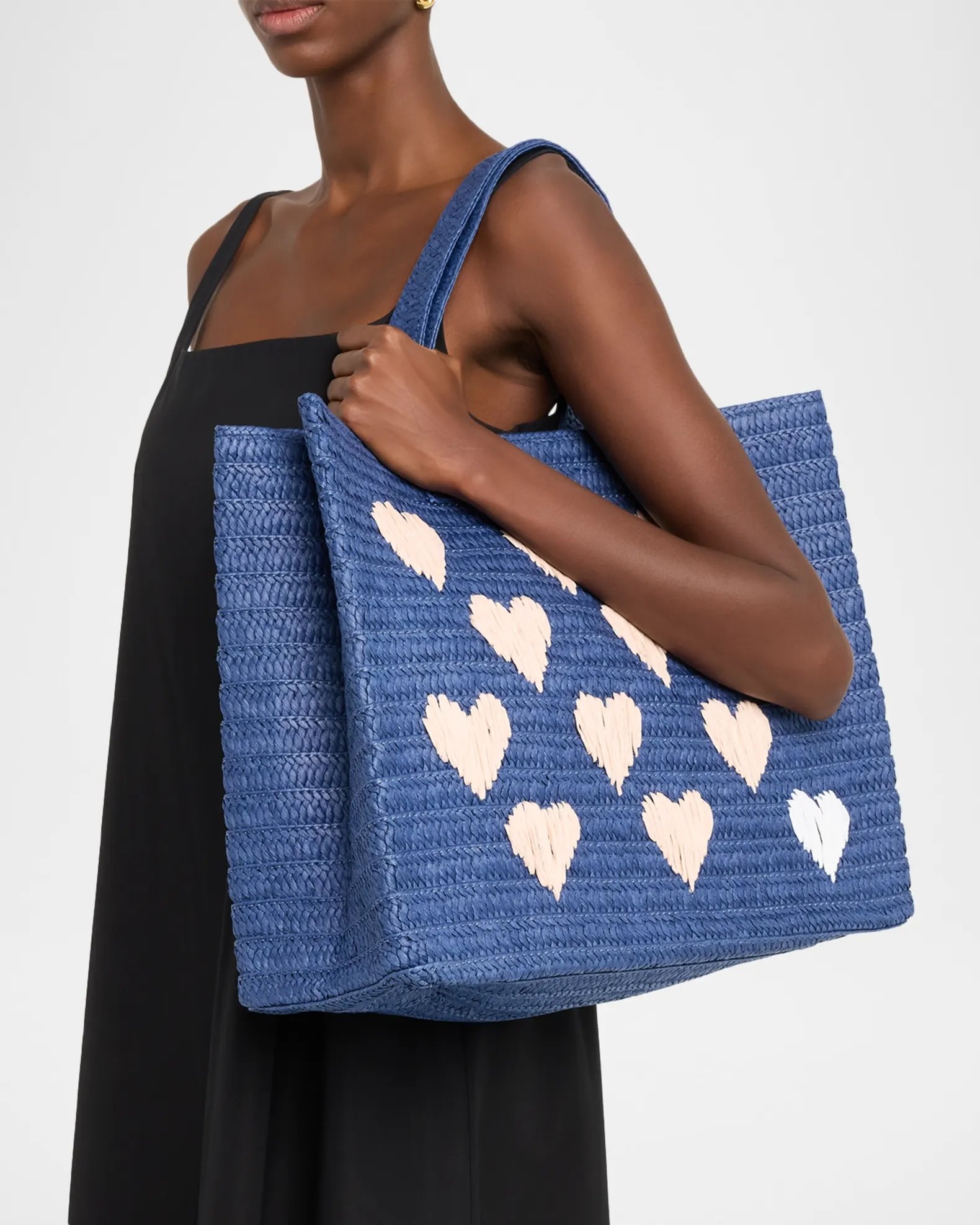 Embroidered Heart Beach Tote Bag