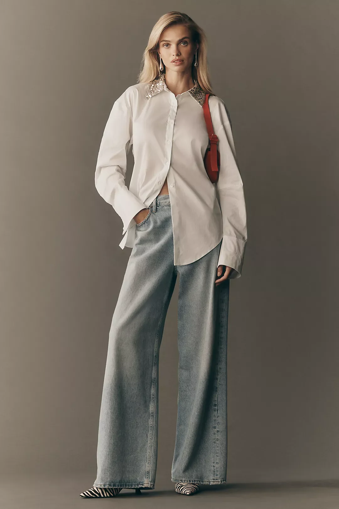 Loch Poplin Buttondown Blouse