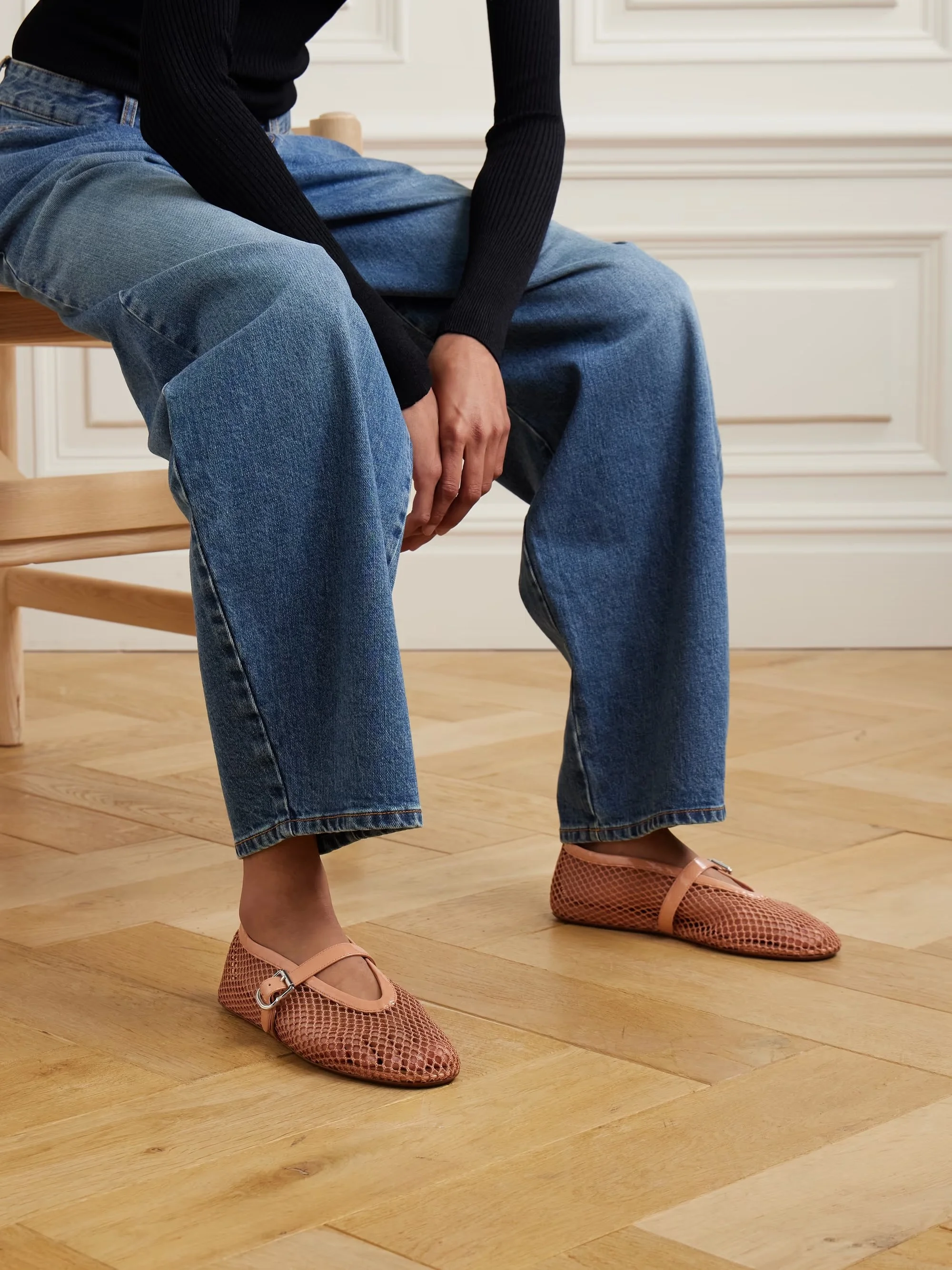 Alaïa - Patent Leather-trimmed Mesh Ballet Flats - Pink