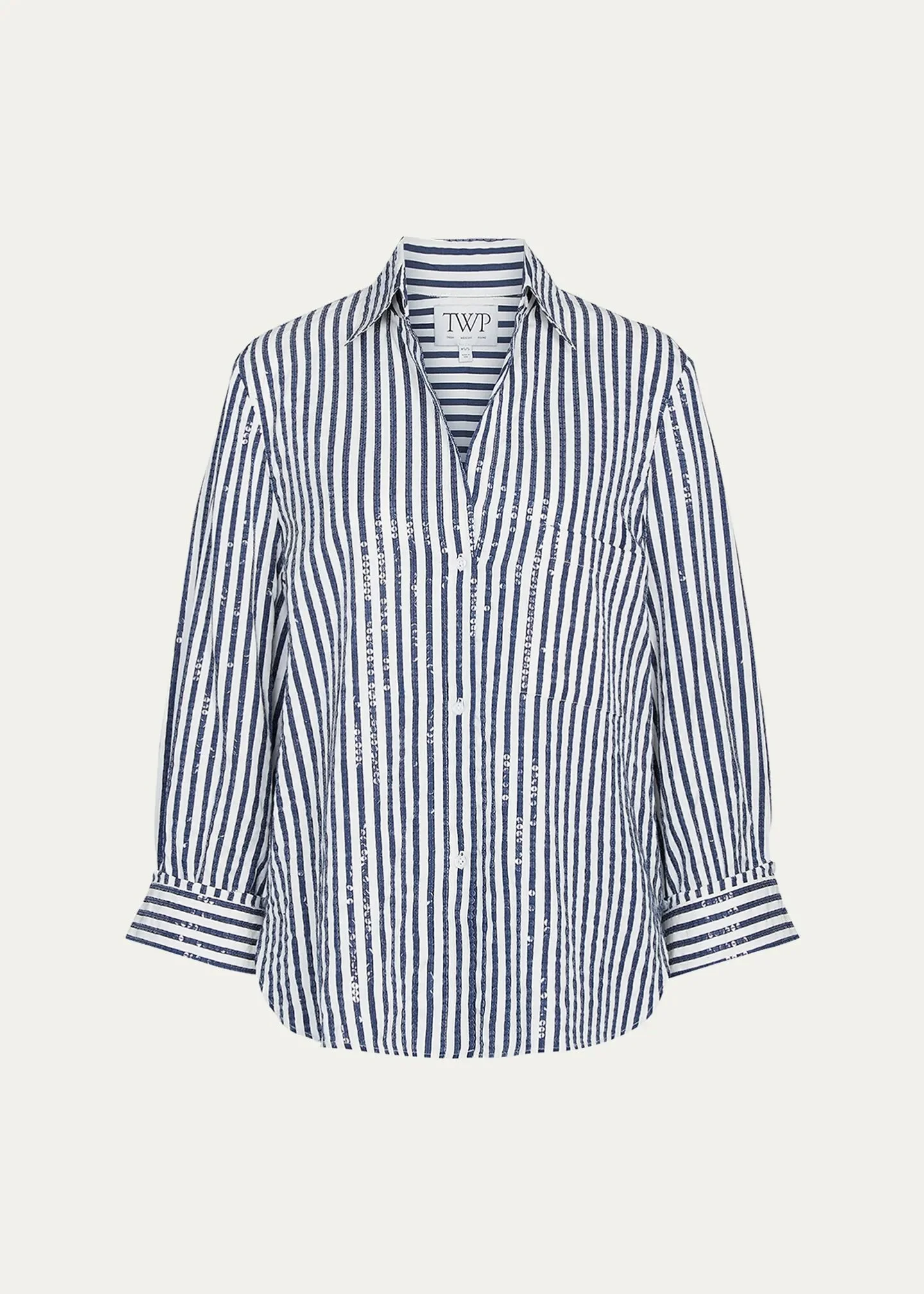 Next Morning Sequined Stripe Button-Front Shirt