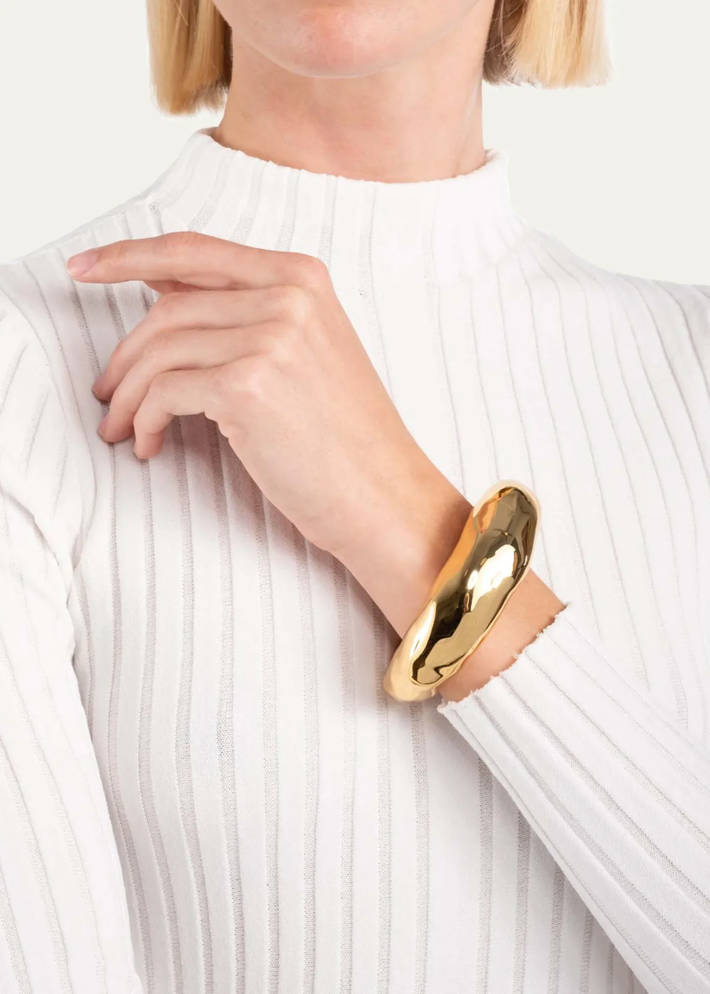 Large Molten Gold Hinged Cuff Bracelet