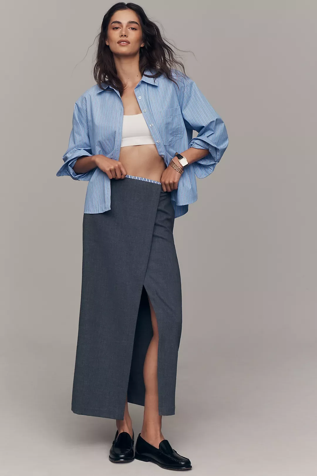 Wrap Pencil Midi Skirt