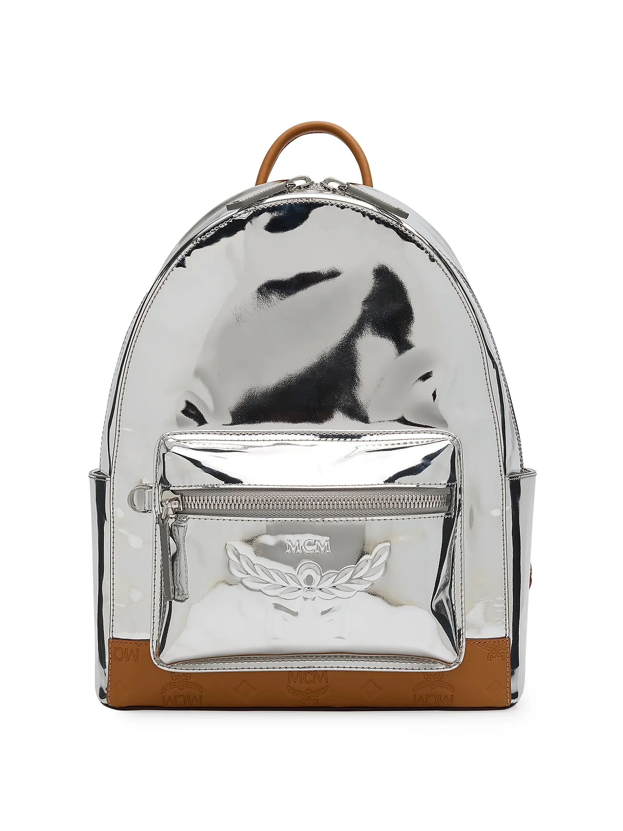 Small Stark Leather Backpack - Silver