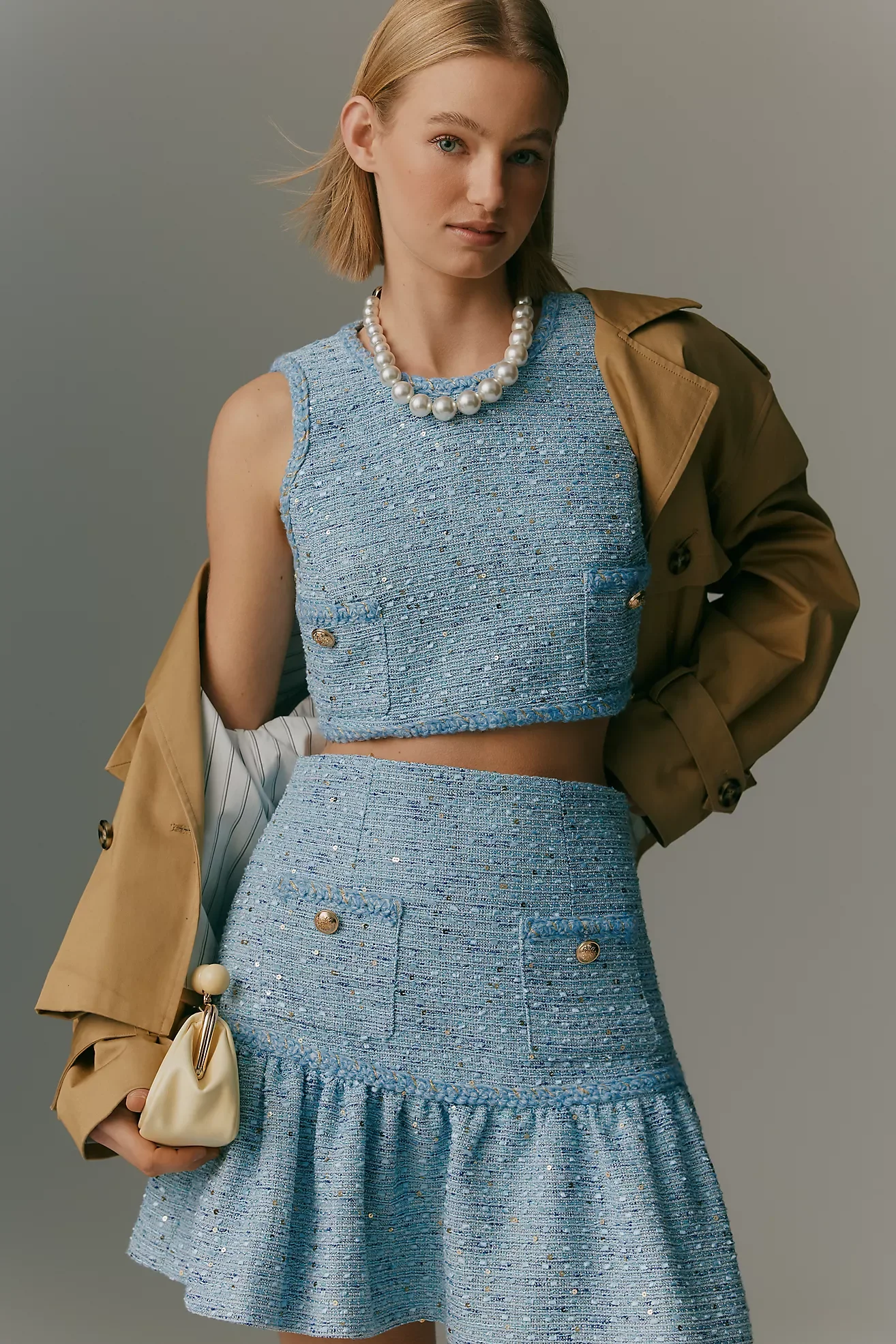 Elina Bouclé Sequin Sleeveless Crop Top (Copy)